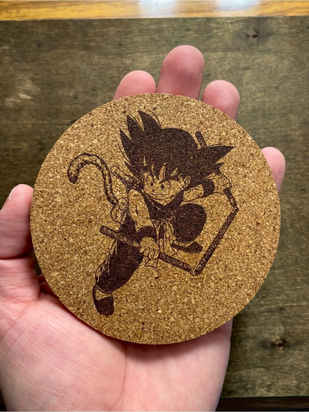 Dragon Ball Kid Goku Laser Engraved Cork Coaster